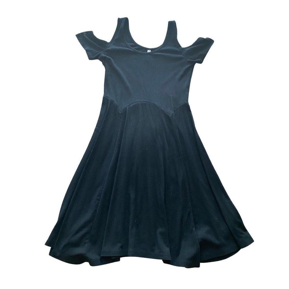 Xhilaration T Shirt Dress Black Off the Shoulder -  Size Small